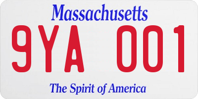 MA license plate 9YA001