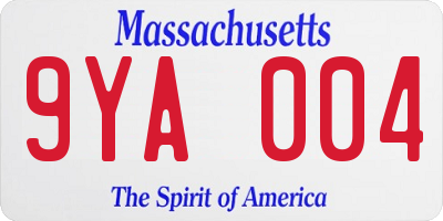 MA license plate 9YA004