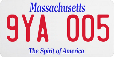 MA license plate 9YA005