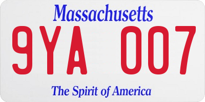 MA license plate 9YA007