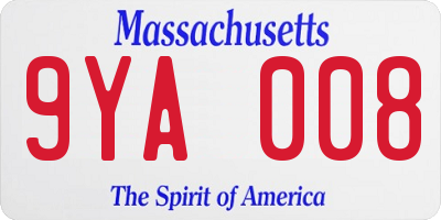 MA license plate 9YA008