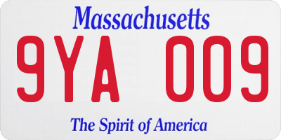 MA license plate 9YA009