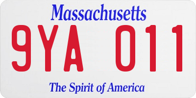 MA license plate 9YA011