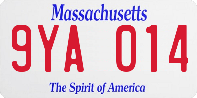 MA license plate 9YA014