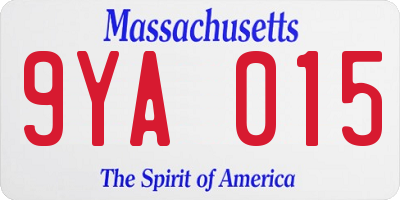 MA license plate 9YA015