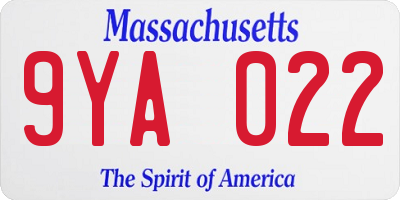 MA license plate 9YA022
