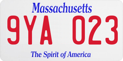 MA license plate 9YA023