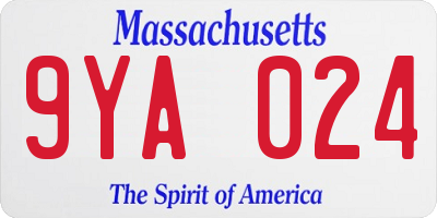 MA license plate 9YA024