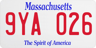 MA license plate 9YA026