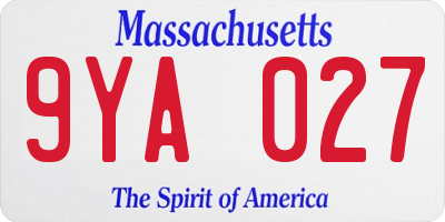 MA license plate 9YA027