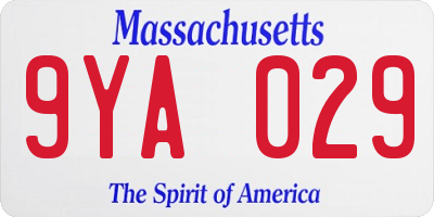 MA license plate 9YA029