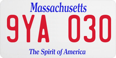 MA license plate 9YA030