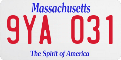MA license plate 9YA031