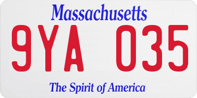 MA license plate 9YA035