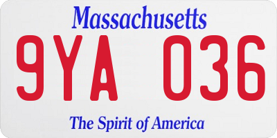 MA license plate 9YA036