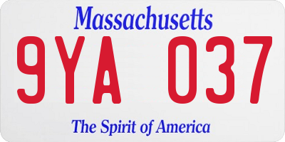 MA license plate 9YA037