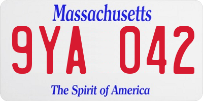 MA license plate 9YA042