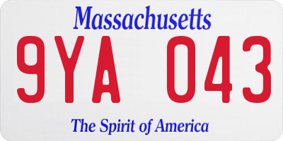 MA license plate 9YA043