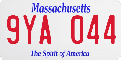 MA license plate 9YA044