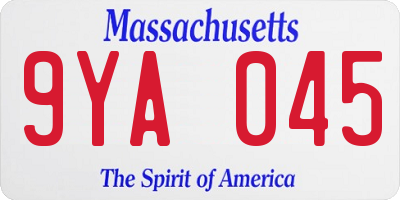 MA license plate 9YA045