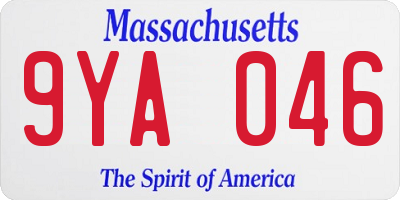MA license plate 9YA046