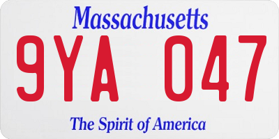 MA license plate 9YA047