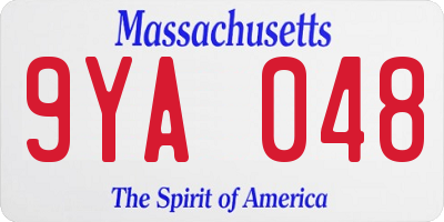 MA license plate 9YA048