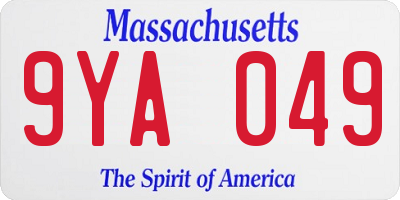 MA license plate 9YA049