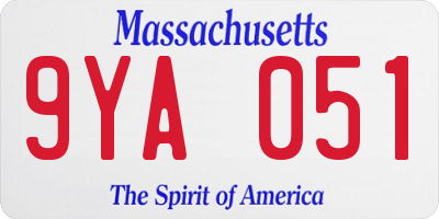 MA license plate 9YA051