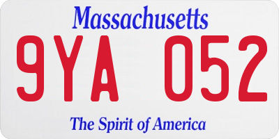 MA license plate 9YA052
