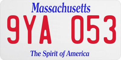 MA license plate 9YA053