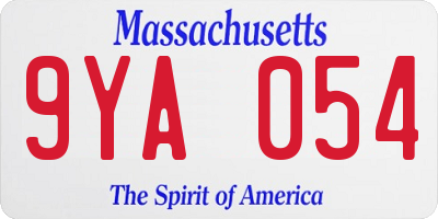 MA license plate 9YA054