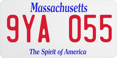 MA license plate 9YA055
