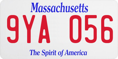 MA license plate 9YA056