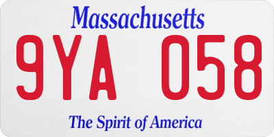 MA license plate 9YA058