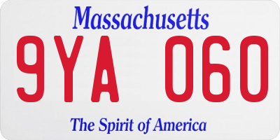 MA license plate 9YA060
