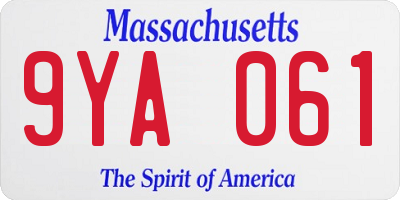 MA license plate 9YA061