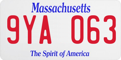 MA license plate 9YA063