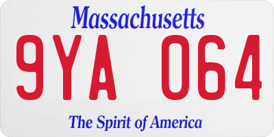 MA license plate 9YA064