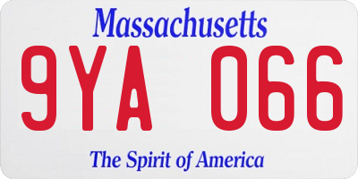 MA license plate 9YA066