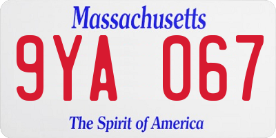 MA license plate 9YA067