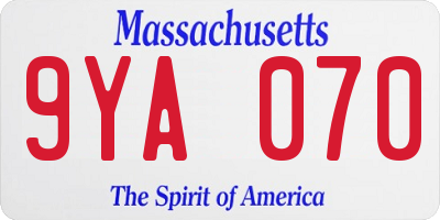 MA license plate 9YA070
