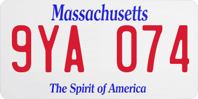 MA license plate 9YA074
