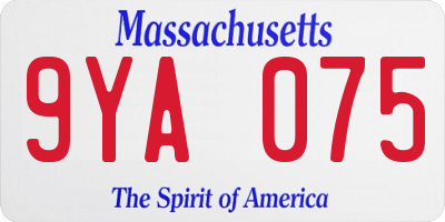 MA license plate 9YA075