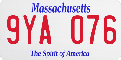 MA license plate 9YA076