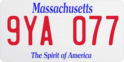MA license plate 9YA077