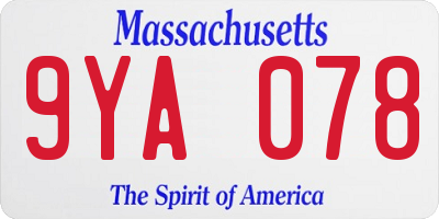 MA license plate 9YA078