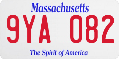 MA license plate 9YA082