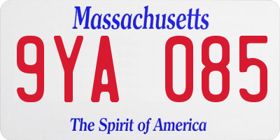 MA license plate 9YA085