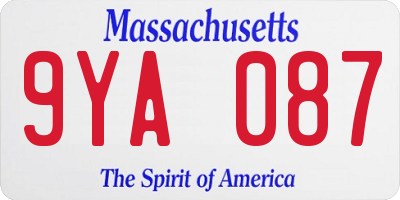 MA license plate 9YA087
